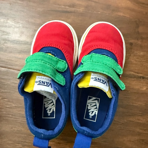 Vans Red and Blue Color Block Velcro Toddler Sneakers-Size 7 - Picture 5 of 11